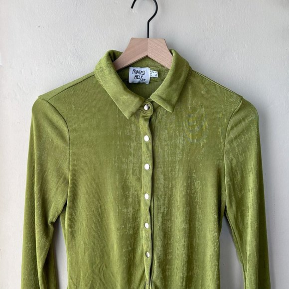 Princess Polly Olive Green Button-Up Blouse - Picture 2 of 14